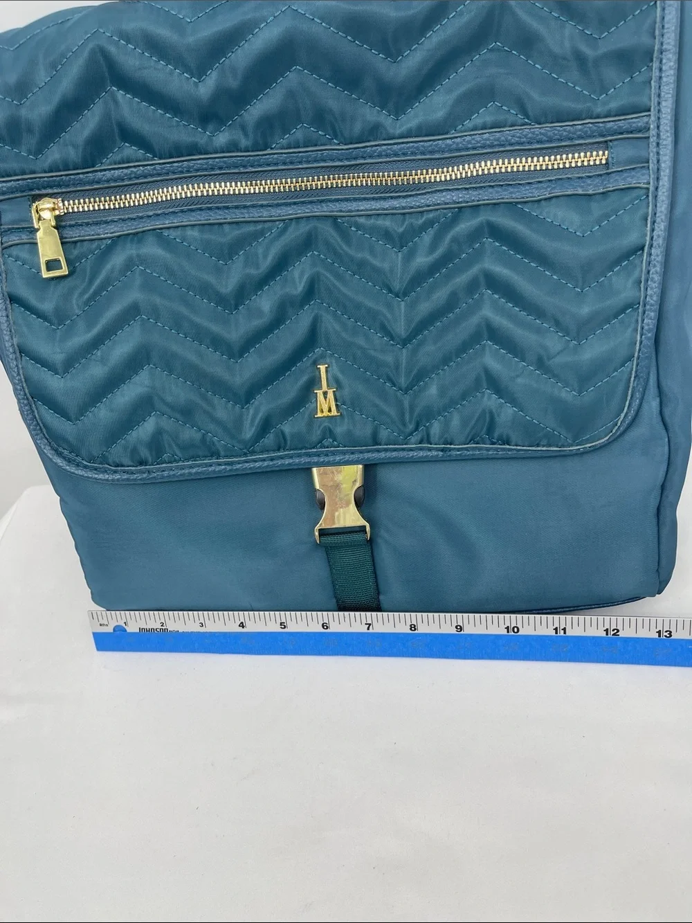 Isaac Mizrahi Purple Interior Backpack /BAG with Teal OUTSIDE Trim